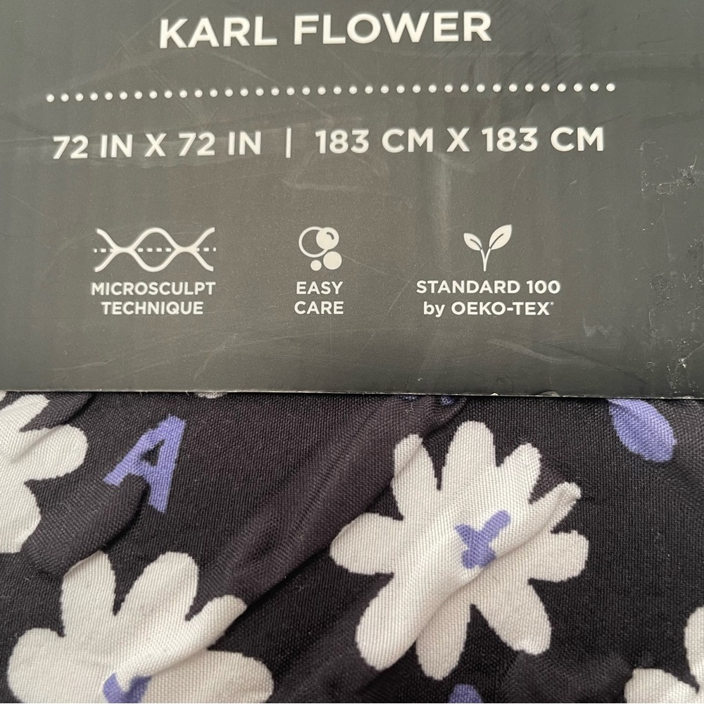 Karl Lagerfeld Shower Curtain 72 x 72 Black White Purple